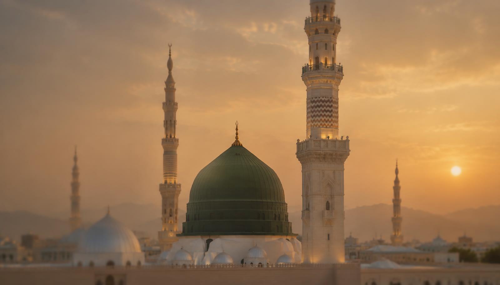 Masjid an-Nabawi at dusk